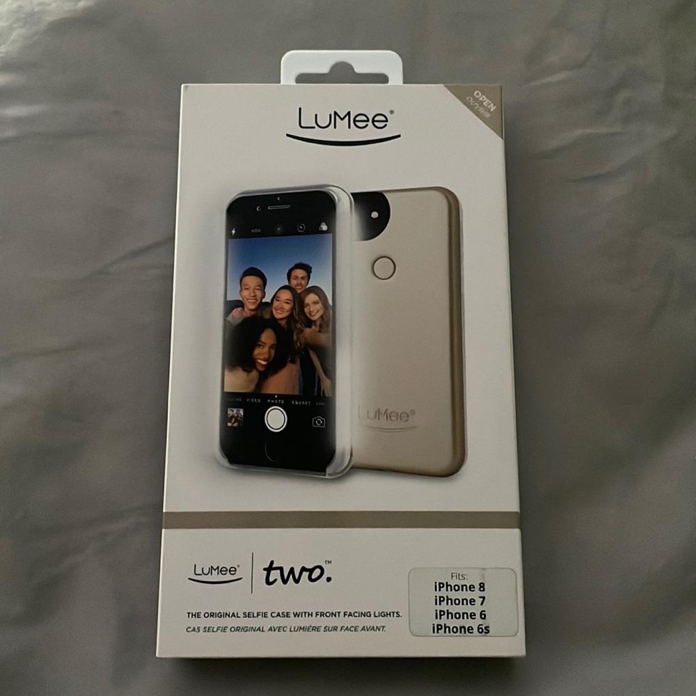 NEW - LuMee Two Selfie Phone Case, Gold Matte - Fits iPhone 6, 6s, 7, 8